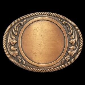 Oval Western Rope‎ Scroll Center Blank Belt Buckle Vintage Metal Copper Color